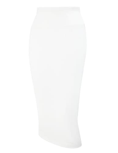 Women's High Waist Pencil Skirt for Business Casual — White