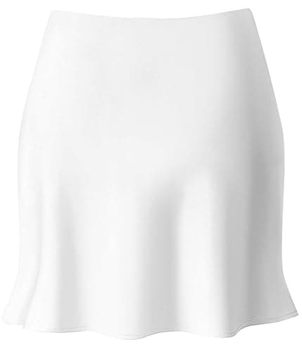 Women's Reaowazo Satin High Elastic Ruffle Waist Short Skirt — A-white