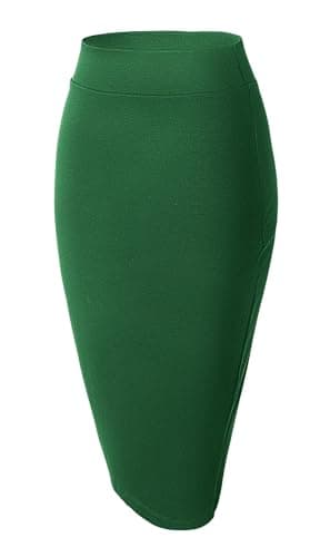 Urban CoCo Women's Stretch Waist Midi Pencil Skirt — Emerald Green