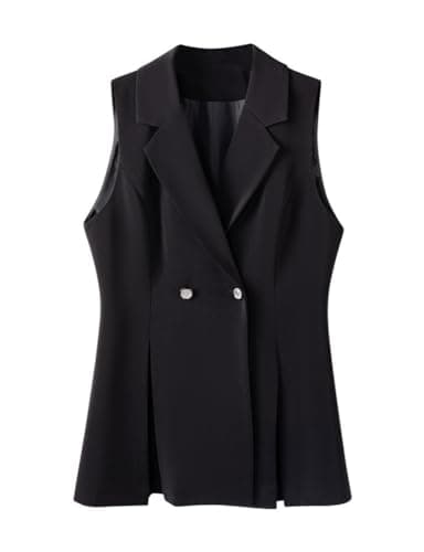 Sleeveless Vest for Women Casual Notch Lapel Slim Fit Blazer Jackets