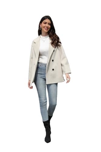 BEINF Women's Classic Double Breasted Wool Coat Safe Warm