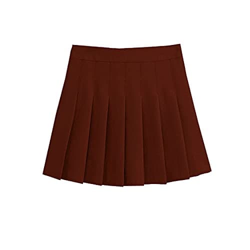 ZHANCHTONG Women's High Waist A-Line Pleated Mini Tennis Skirt — Brown