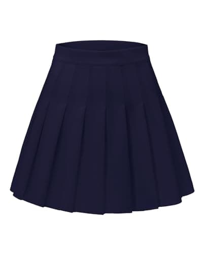 Shestellar Women's Comfortable High-Waist Pleated Mini Skirt — Navy-blue
