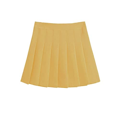 ZHANCHTONG Women's High Waist A-Line Pleated Mini Tennis Skirt — Khaki