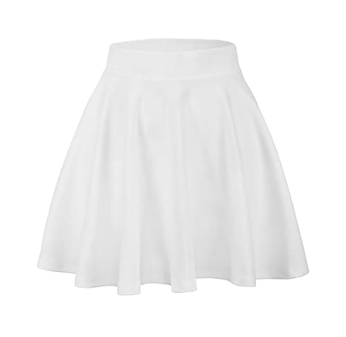JOELLYUS Plus Size Pleated Mini Skirt for Women — White