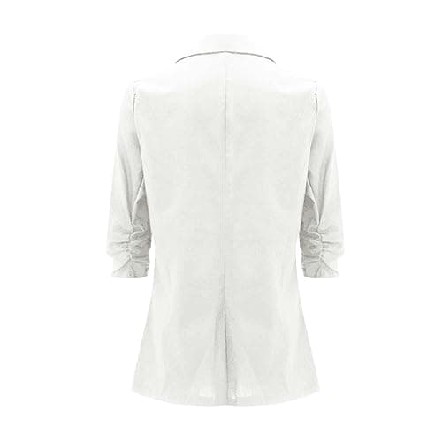 Linen Blazer for Women - Slim Fit, Ruched, One Button, Plus Size, Lightweight, 3/4 Sleeve, Casual Work Jacket
