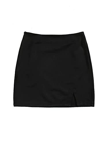 Verdusa Women's Split Hem Zipper Side Bodycon Mini Skirt — Black