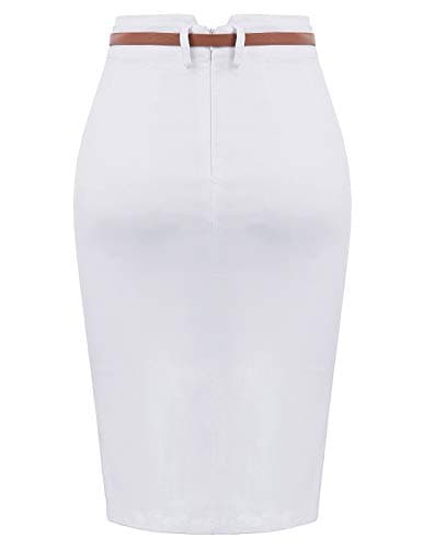 Kate Kasin Women's Bodycon Pencil Skirt with Belt