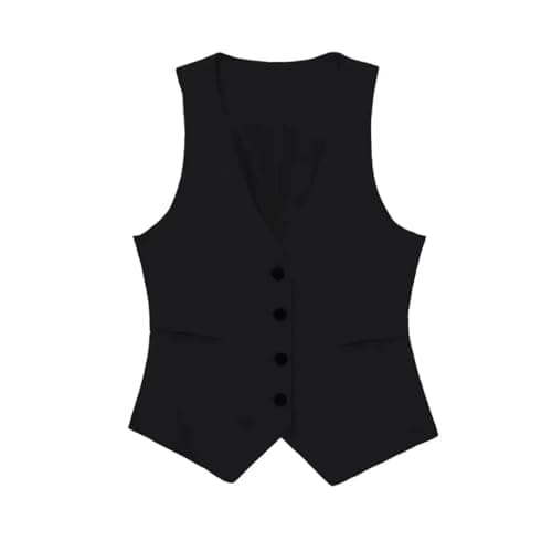 Korean Women's Sleeveless Linen Suit Vest Coat — Black
