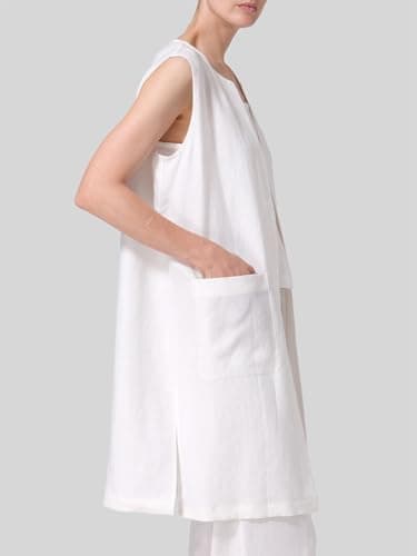 IDEALSANXUN Lightweight Linen Vest for Women Summer Open Front Cardigan
