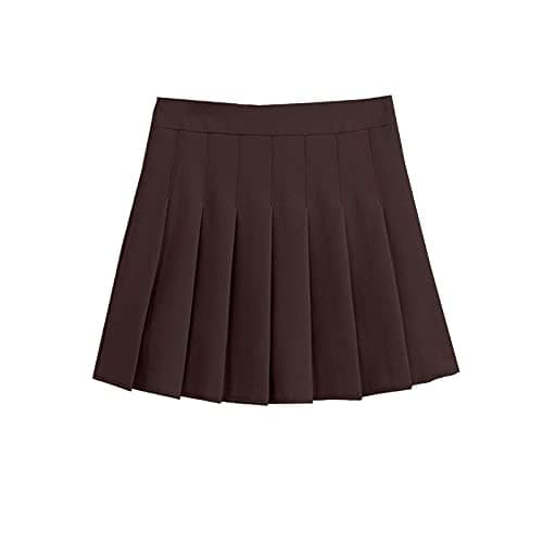 ZHANCHTONG Women's High Waist A-Line Pleated Mini Tennis Skirt — Chocolate