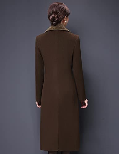 Women's Double Breasted Wool Peacoat with Fur Collar by IDEALSANXUN