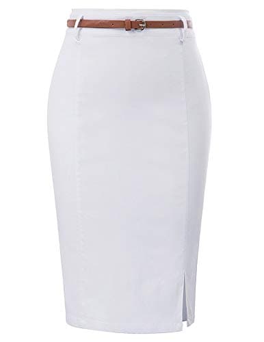 Kate Kasin Women's Bodycon Pencil Skirt with Belt
