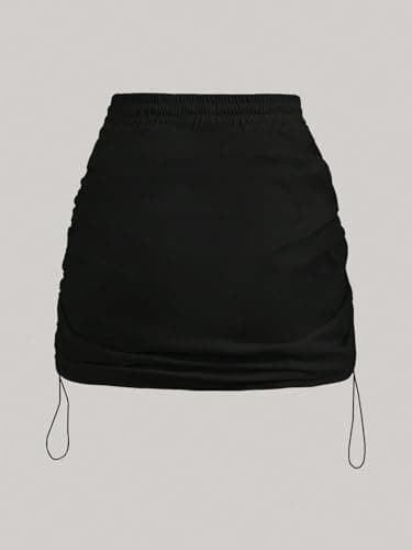 ELDINA Women's Black Mini Skirt Casual Style for Summer 2024