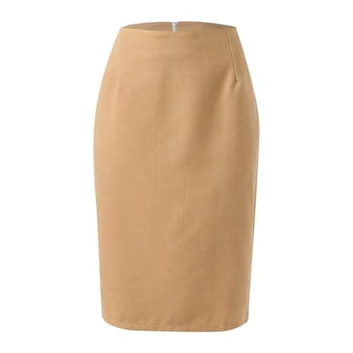 Womens High Waist Plaid Wool Bodycon Mini Skirt Slit — Khaki