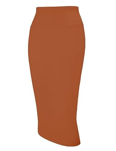 Women's High Waist Pencil Skirt for Business Casual — Brown