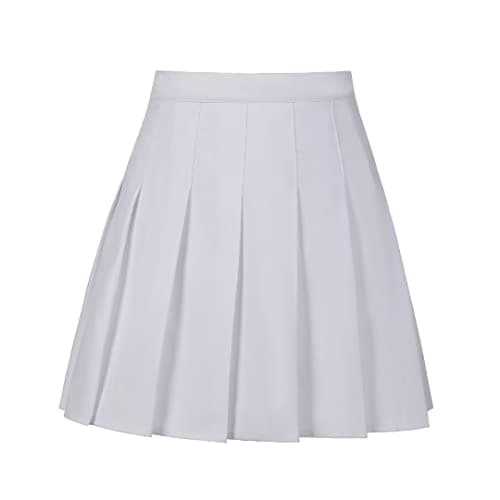 Yewsea High-Waisted Pleated Mini Skirt Skort for Women & Girls — A-white