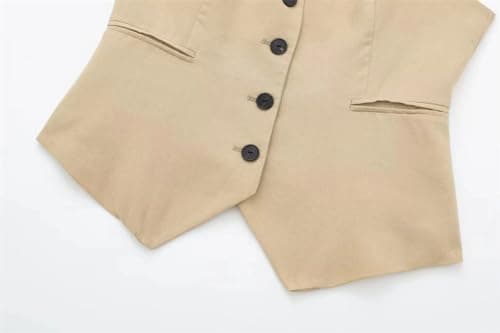 Korean Women's Sleeveless Linen Suit Vest Coat