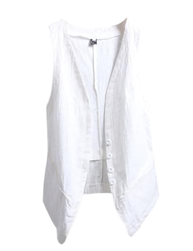 Women's Sleeveless Linen Blazer for Spring and Summer — White