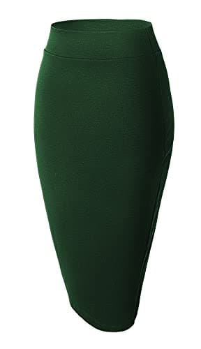 Urban CoCo Women's Stretch Waist Midi Pencil Skirt — Backish Green