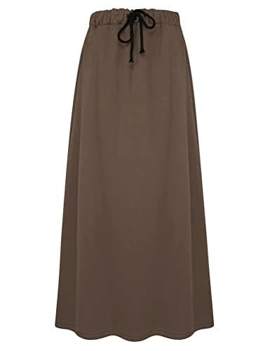 IDEALSANXUN Fleece Lined Long Waisted Warm Winter Skirts for Women with Pockets — Khaki 66