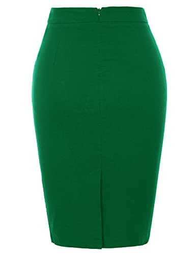 Kate Kasin Women's Knee-Length Stretchy Elastic Waist Business Pencil Skirt