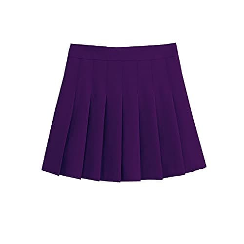 ZHANCHTONG Women's High Waist A-Line Pleated Mini Tennis Skirt — Purple