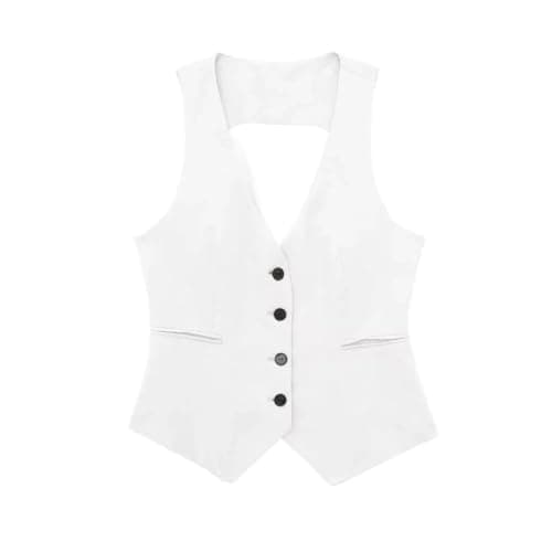 Korean Women's Sleeveless Linen Suit Vest Coat