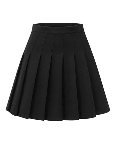 Shestellar Women's Comfortable High-Waist Pleated Mini Skirt — Black