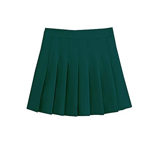 ZHANCHTONG Women's High Waist A-Line Pleated Mini Tennis Skirt — Dark Green