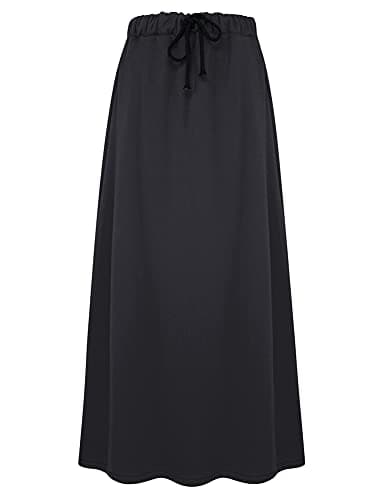 IDEALSANXUN Fleece Lined Long Waisted Warm Winter Skirts for Women with Pockets — Dark Grey