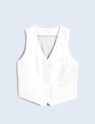 Linen Sleeveless Blazer Vest for Women