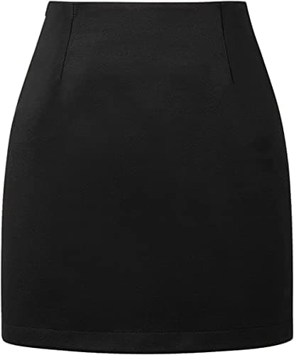 Women's High Waist Plaid Wool Mini Skirt — Black 02