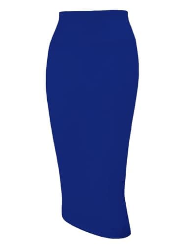 Women's High Waist Pencil Skirt for Business Casual — Blue