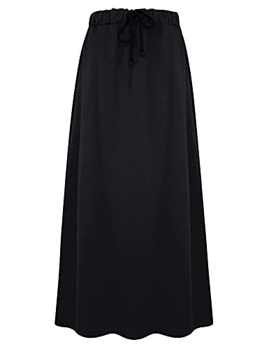 IDEALSANXUN Fleece Lined Long Waisted Warm Winter Skirts for Women with Pockets — Black