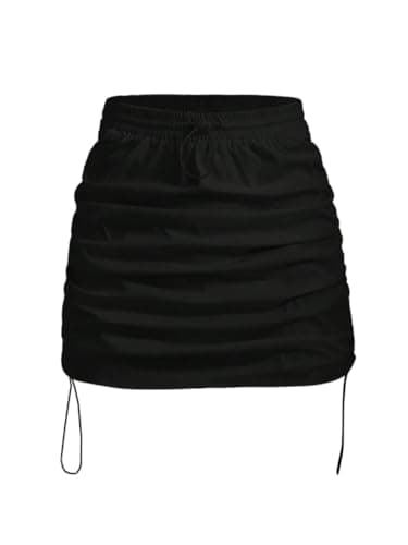 ELDINA Women's Black Mini Skirt Casual Style for Summer 2024