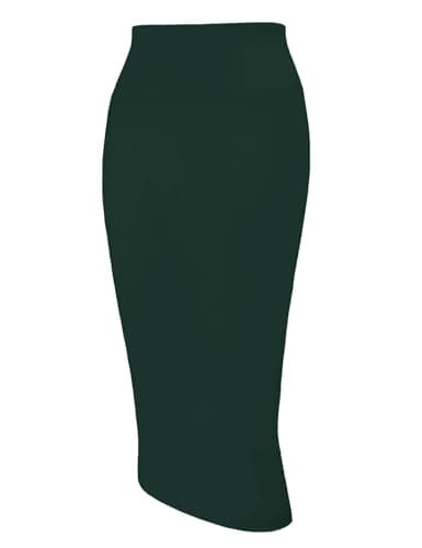 Women's High Waist Pencil Skirt for Business Casual — Dark Green