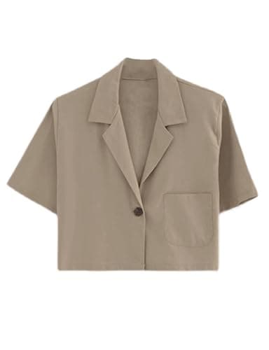 Cropped Blazers for Women: Casual Lightweight Cotton Linen Jacket