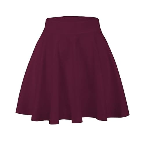 JOELLYUS Plus Size Pleated Mini Skirt for Women — Wine Red