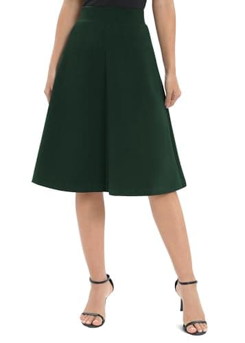 Urban CoCo Women's Elastic Flare Midi Skirt — Backish Green
