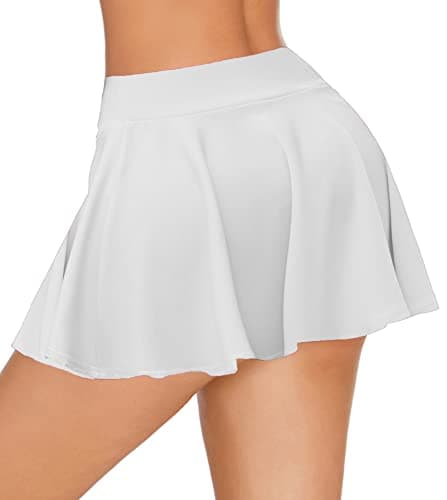 Avidlove Mini Pleated Drawstring Skater Skirt S-XXL — White