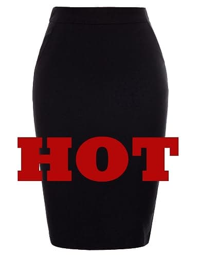 Kate Kasin Women's Knee-Length Stretchy Elastic Waist Business Pencil Skirt — Black