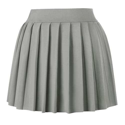 COOUFE Women's Sexy Pleated Mini Skater A-line Skirt — Gray