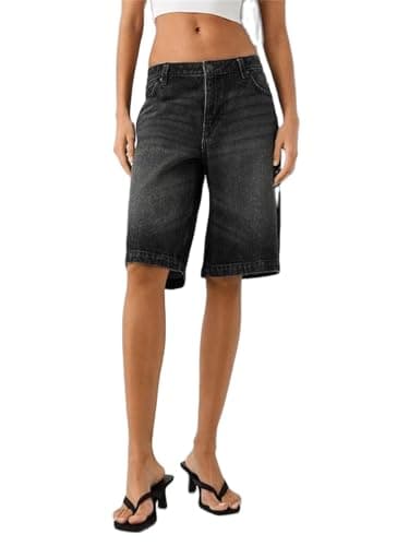 Alyweatry Y2K Loose Denim Bermuda Shorts for Women — 01 Black