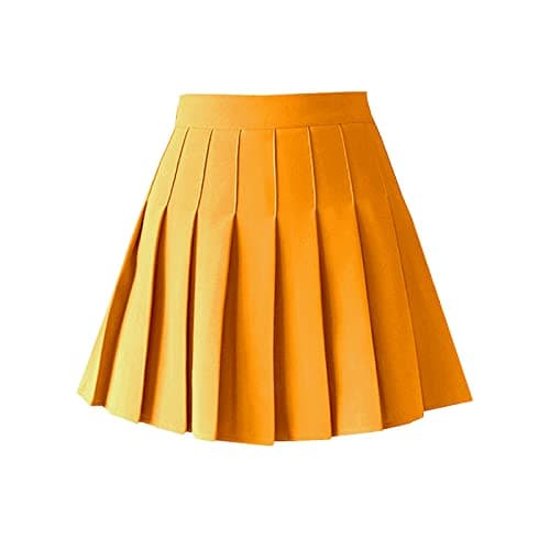 ZHANCHTONG Women's High Waist A-Line Pleated Mini Tennis Skirt — Gold