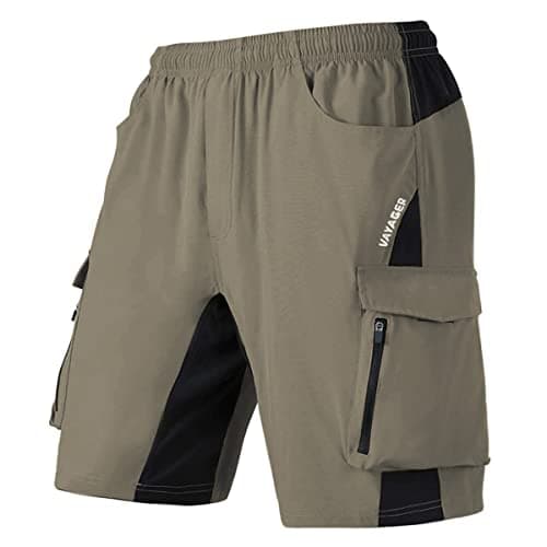 VAYAGER Men's Lightweight Casual Hiking Cargo Shorts Multi Pocket Outdoor Travel Shorts — Khaki