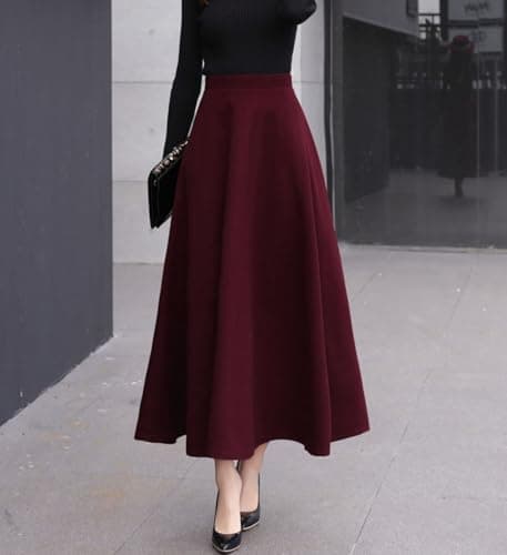 Vintage Wool Plaid Skirt for Women Fall Winter