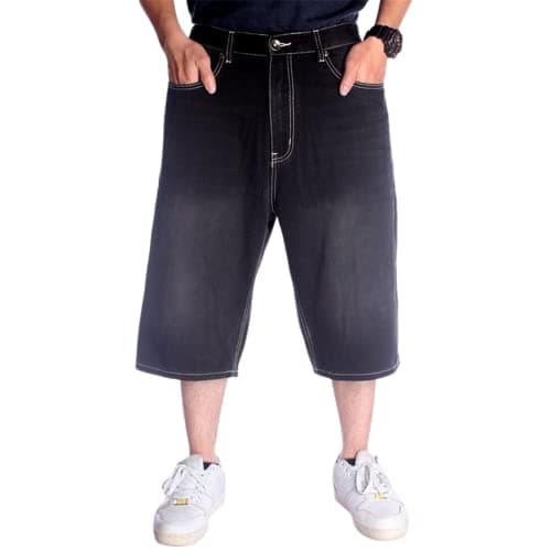 LUOBANIU Men's Classic Denim Shorts Vintage 90s Summer Casual Shorts — 024-1 Black