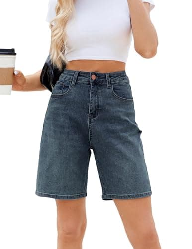 TOSATISFINE Women's High-Waisted Stretch Jean Shorts — B-nostalgic Blue