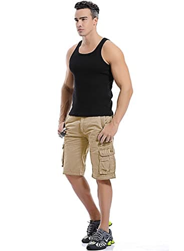 utcoco Men's Relaxed Fit Multi-Pocket Cargo Shorts in Cotton